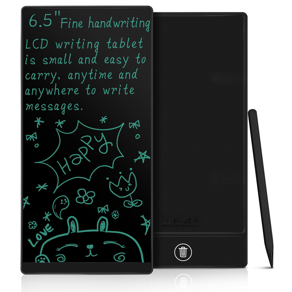 LCD Writing Tablet for Adults: Mini 6.5 Inch Full Screen Reusable Digital Notepad Lightweight Portable Use for Office Study Teaching