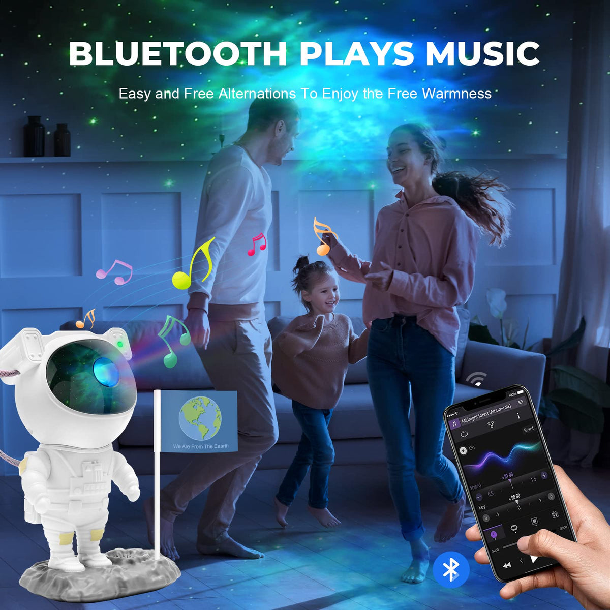 LUXONIC Galaxy Astronaut Projector with Bluetooth Music Speaker,Remote Control&Timer,Nebula Star Space Buddy Projector Light for Family Friends Gift,Bedroom Gaming Room Decor