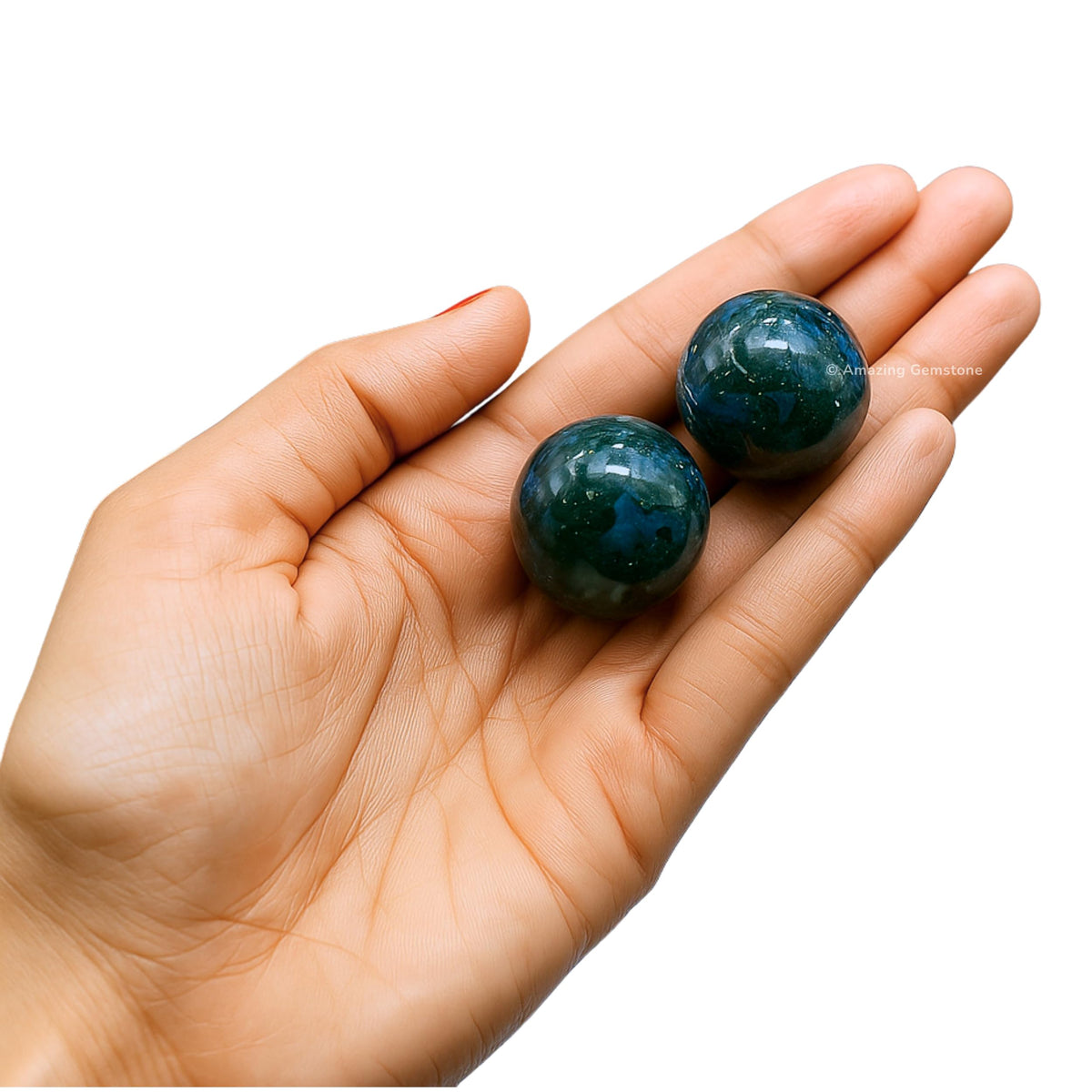 Amazing Gemstone Moss Agate Crystal Ball - 1" Inches Crystal Sphere Meditation Balls for Witchcraft and Decorative Balls - Crystals and Healing Stones Beginners Gift (Pack of 1)