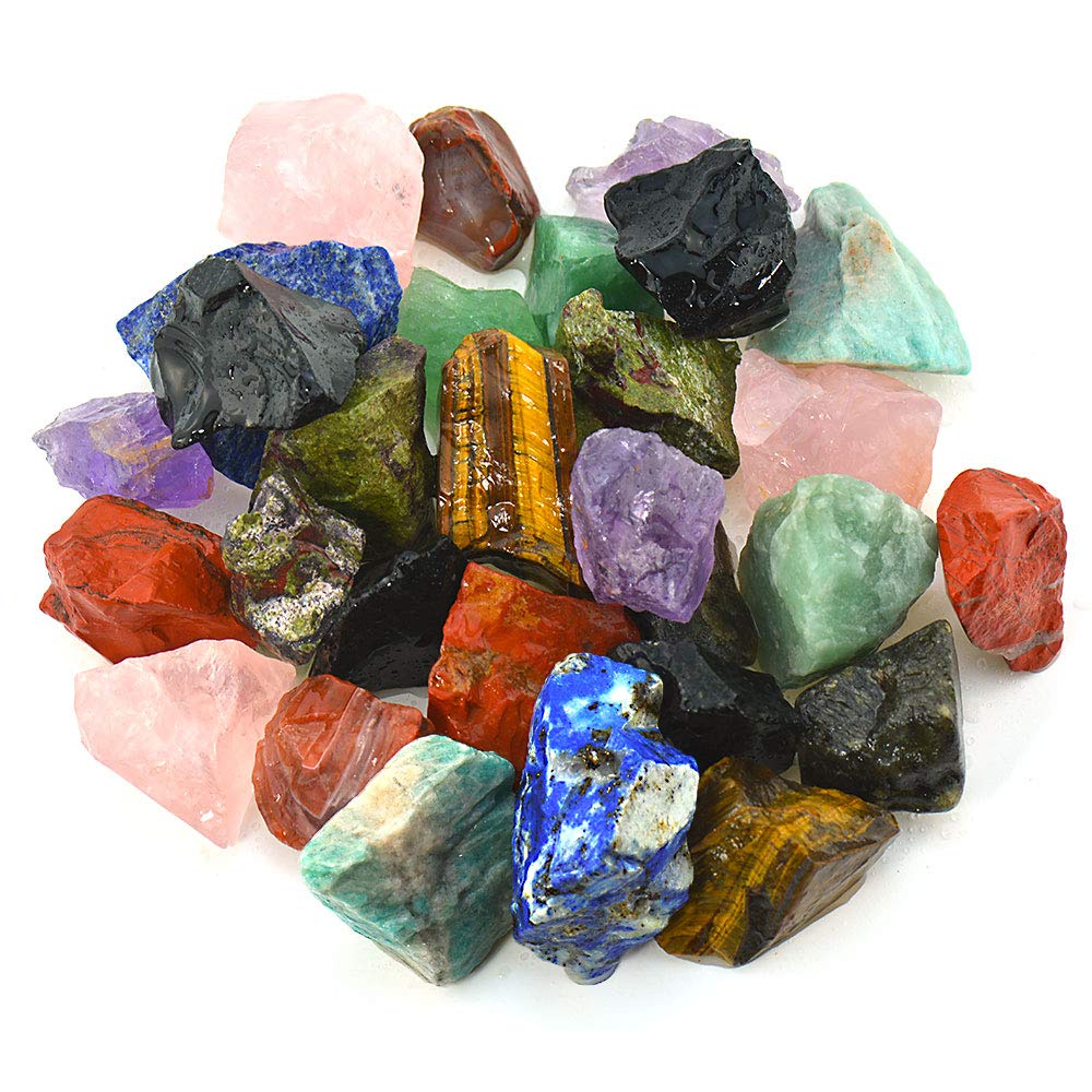 1 lb Bulk Rough Madagascar Stones Mix Large 1" Natural Raw Stones for Tumbling, Cabbing, Fountain Rocks, Decoration,Polishing, Wire Wrapping, Wicca and Reiki