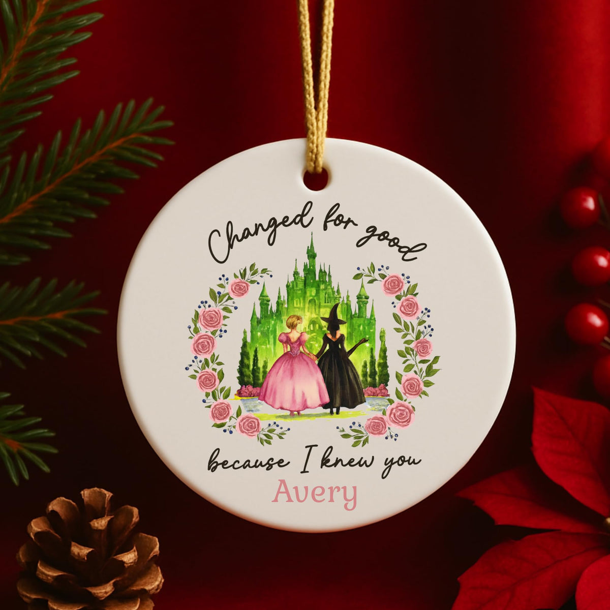 Wicked Christmas Glass Ornament, Elphaba Glinda Ornament, Change for Good, Friendship Broadway Wicked Musical (Glass, 1)