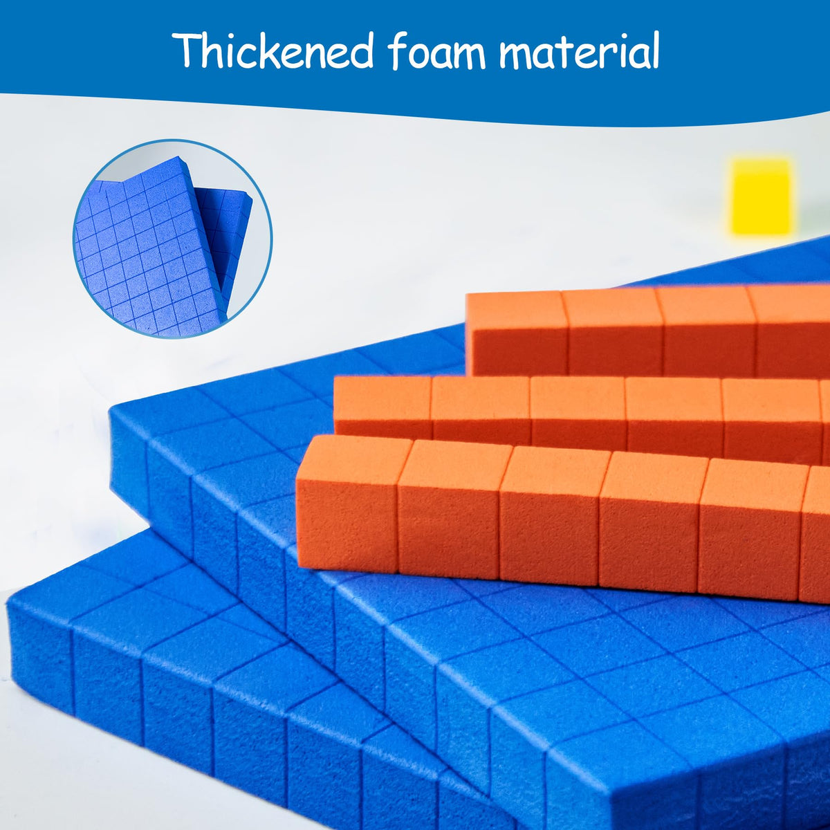 Stochastic Box Foam Base Ten Blocks for Place Value, Early Counting, Manipulatives, Counters, Cubes - Kids Math Learning Tool