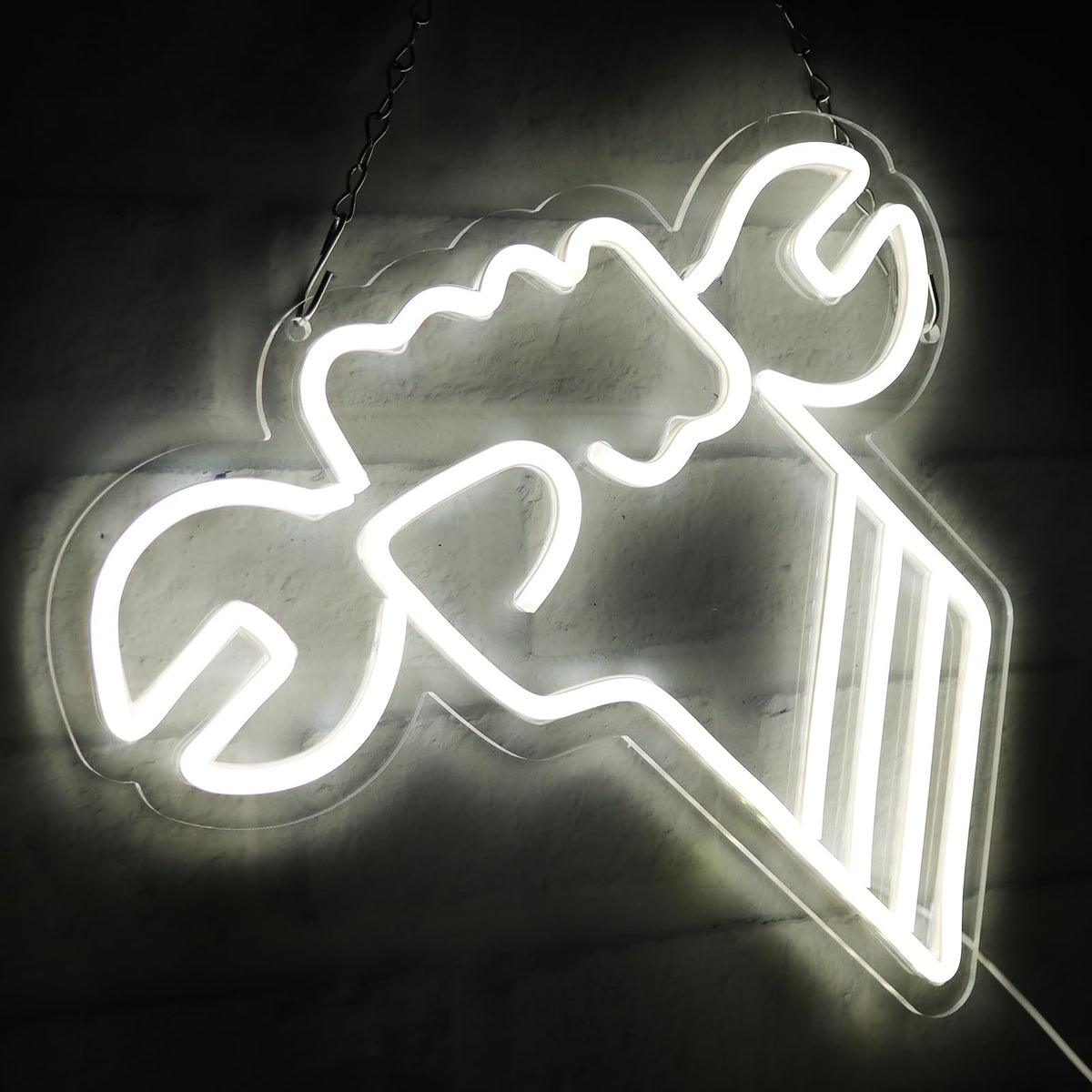 JFLLamp Wrench Garage Neon Signs for Wall Decor Neon Lights for Bedroom Led Business Signs Suitable for Garage Christmas Birthday Party Unique Gift for Lover, 5V Power Adapter, 12.2*13.1 Inch (White)