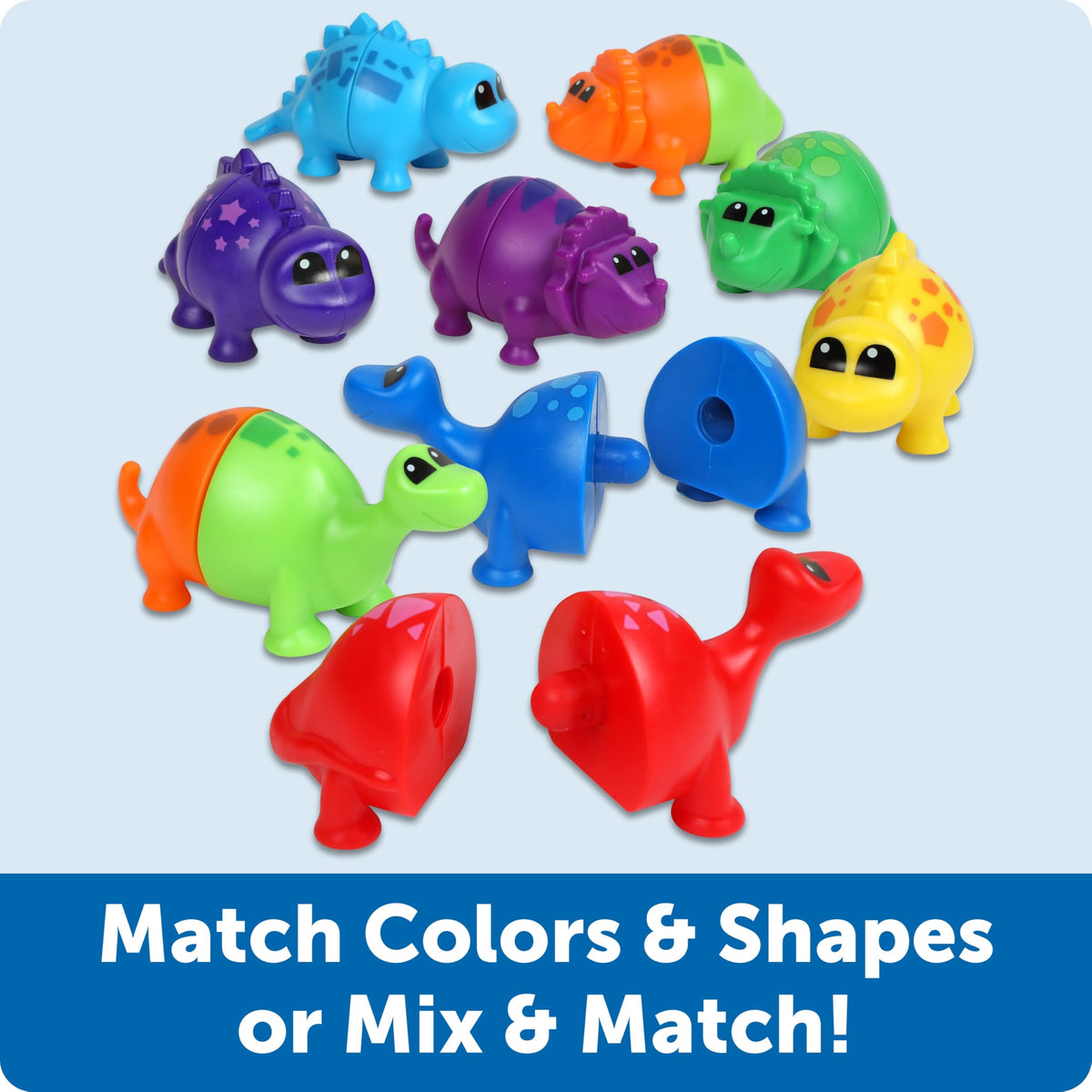 Learning Resources Snap-n-Learn Matching Dinos - Dinosaur Toys, Mini Plastic Figures, Sensory Bin, Toddler Travel Games, Shape Sorter, Preschool, Fine Motor Skills, Montessori Counting