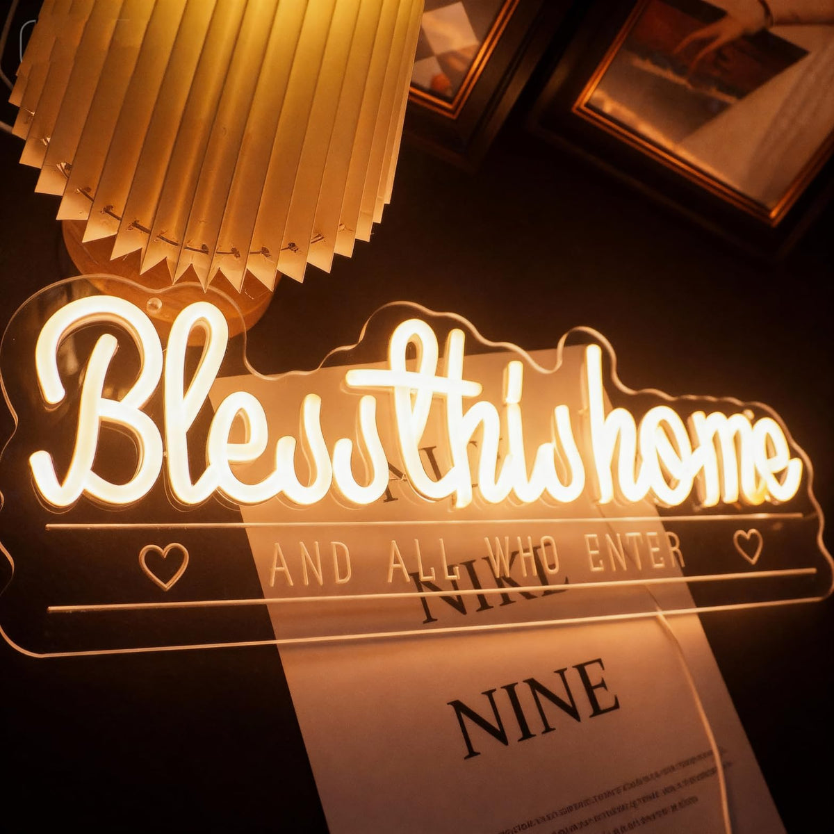 "Bless This Home And All Who Enter" Neon Sign, Positive Quotes Decorative Neon Lights for Home Room Wall Decor Neon Light Sign, Christmas Birthday Thanksgiving Gift