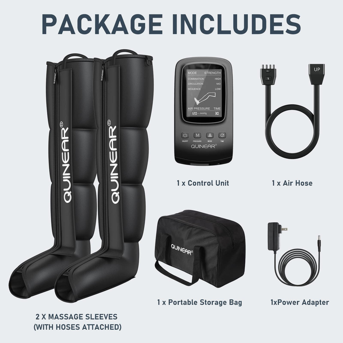QUINEAR Air Compression Recovery System, Professional Sequential Device for Massage Therapy, Foot and Leg Recovery Boots to Improve Circulation for Athletes, FSA-HSA Eligible (Large)