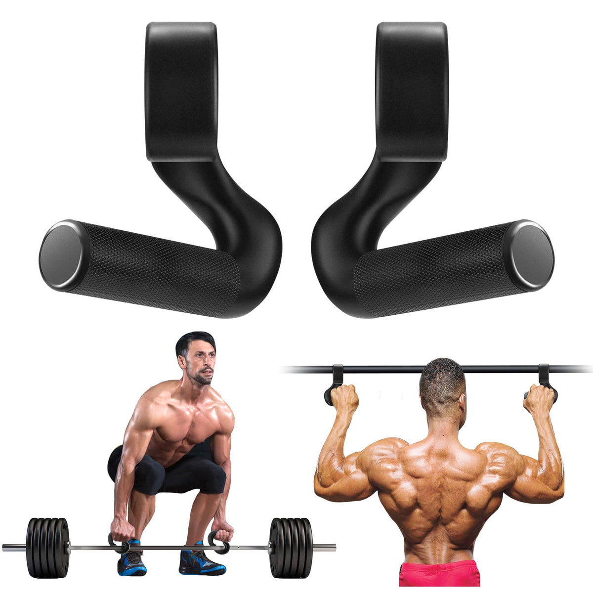 Rolitwils Neutral Grip Pull Up Handles - Heavy Duty Multi-Purpose Handles for Pull Ups & Deadlifts - Ergonomic Workout Handles & Exercise Machine Attachments with Premium Grips