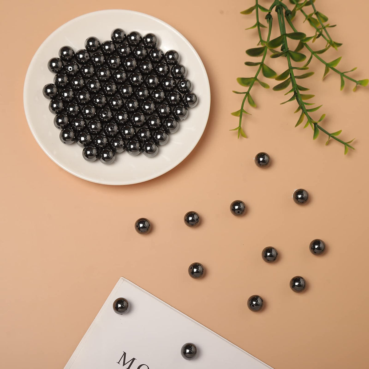 45pcs 8mm Natural Black Hematite Gemstone Beads Energy Healing Crystal Round Loose Stone Beads for Jewelry Making, DIY Bracelets Necklaces