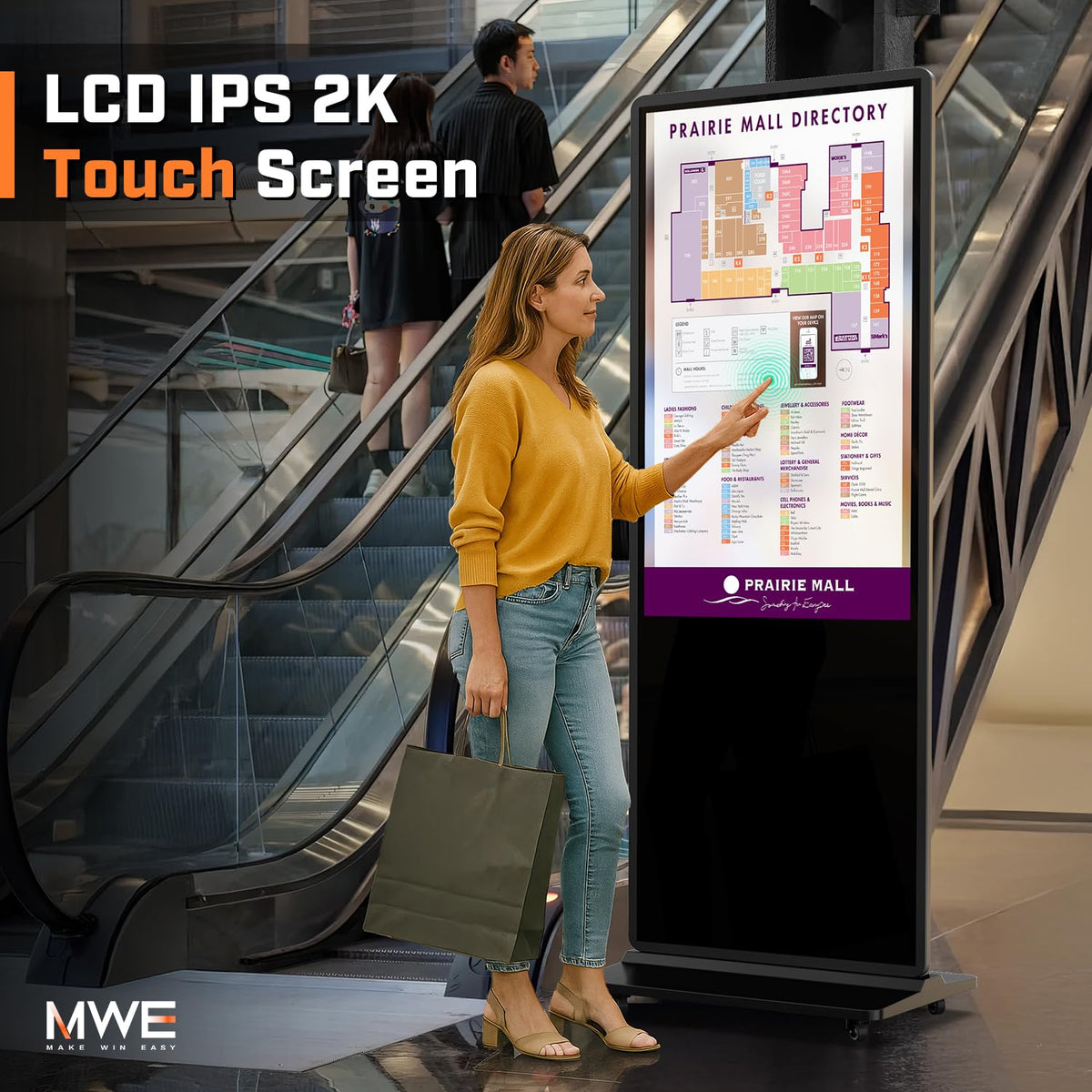 QIXZOCV MWE 49 Inch Indoor Digital Signage Touchscreen Kiosk Floor Standing Advertising Display LCD Totem Interactive Display Poster Android System with Auto Media Player