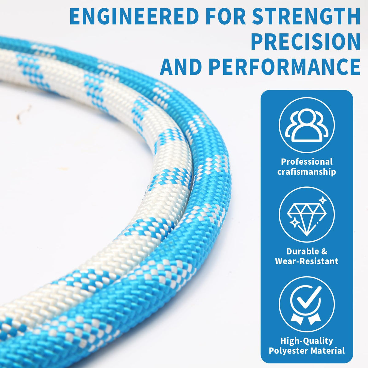 Double Braid Arborist Rope, 1/2 Inch x 150 ft, 9000 LBS Breaking Strength Heavy Duty Tree Climbing Rope, Outdoor Swing Rope for Trees, Climbing, Sailing & General Use