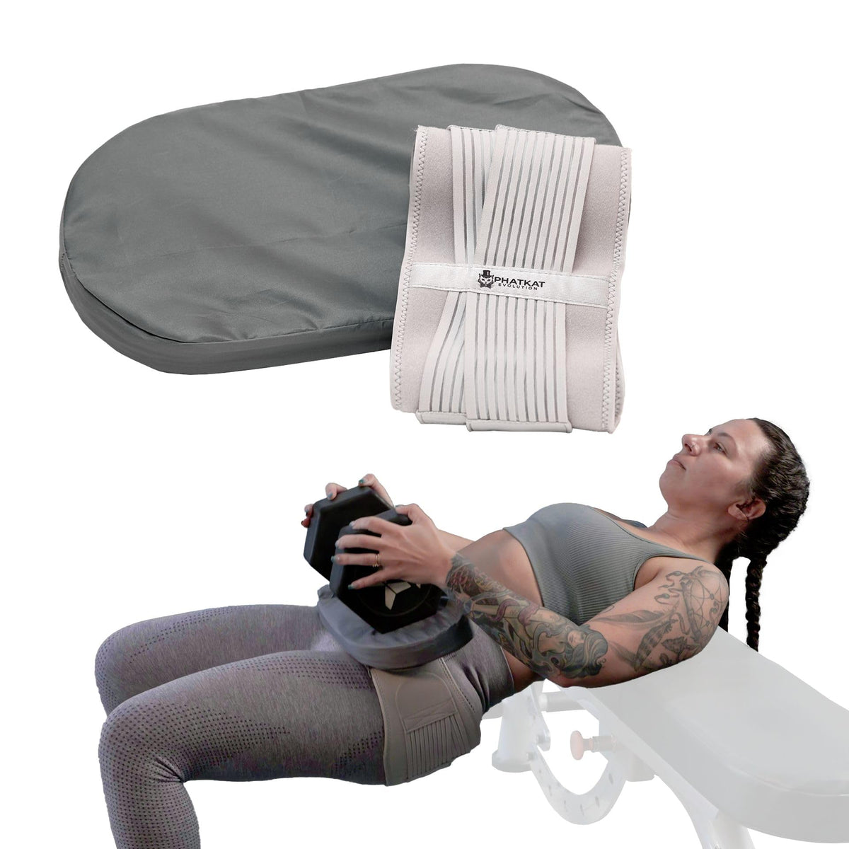 PhatKat Evolution Hip Thrust Pad Women Thick Protection | Booty Glute Workout | Barbell Dumbbell Kettlebells | Sciatic Lower Back | Hip Thrusts Non-Slip | Lightweight Portable