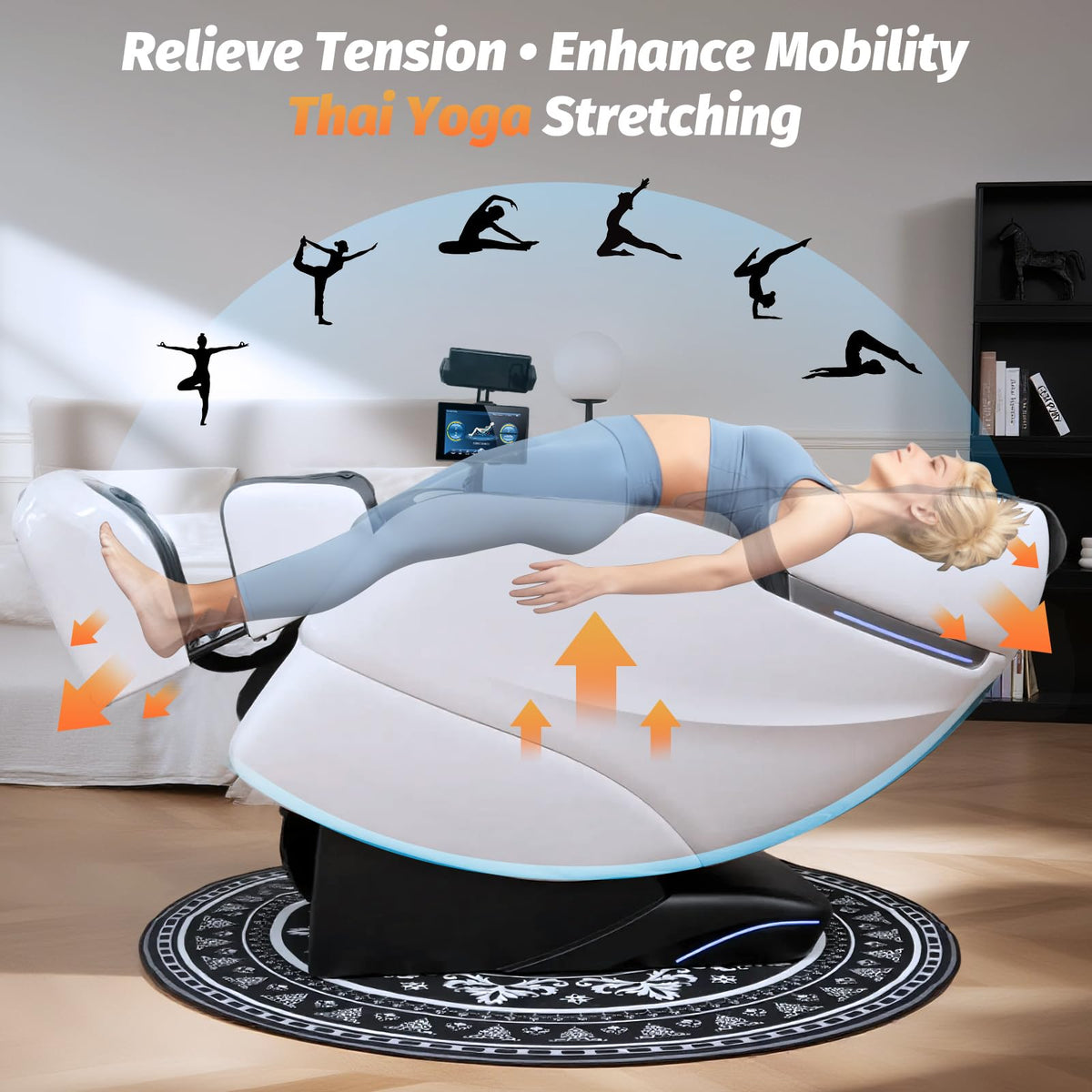 KTENTITO Massage Chair Full Body, 2026 Zero Gravity SL-Track Shiatsu Massage Chairs Recliner with AI Voice, LED Backlight Remote Control, Waist & Calf Heating Phone Controller and Holder G6 White Grey