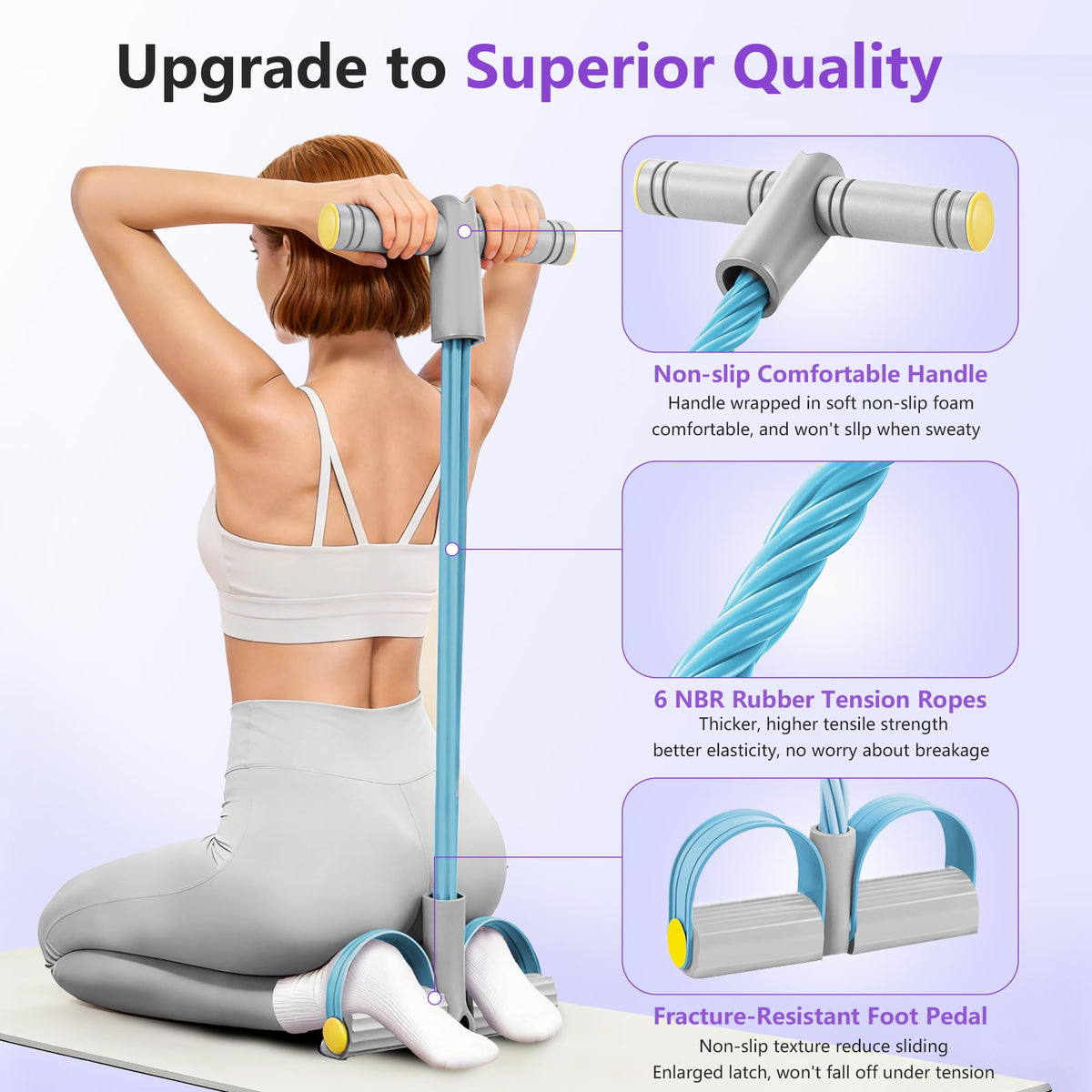 Upgraded Pedal Resistance Band with Handle, Soft Durable Fashion Puller Exercise with Thickened 6 Tension Ropes, Tube Pedal Resistance Device for Abdomen, Waist, Arm, Leg, Core/ABS (Gray & Blue)
