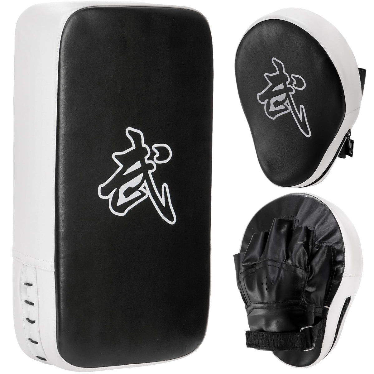 WUWEOT 2-in-1 Punching Mitts Kick Pack Set, Boxing Mitts Focus Pads and Taewondo Kick Pad, Adjustable Soft Shield Durable Training Pads Set for Boxing, Kickboxing, Karate, Muay Thai, MMA Training