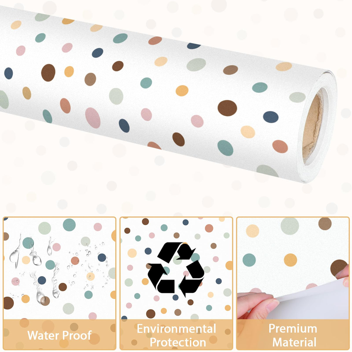 Qyeahkj Boho Dot Bulletin Board Paper Roll Boho Polka Dot Bulletin Board Background Paper Fade Resistant Classroom Decoration Poster Art Craft Home Wall Education Decor Supplies 17.7in x 20ft