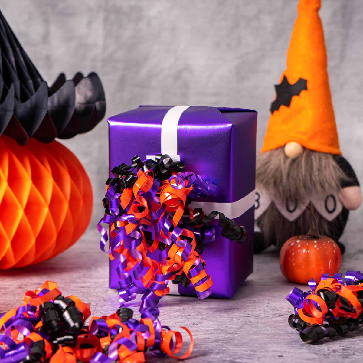 WRAPAHOLIC 12-Count Halloween Self-Adhesive Curly Bows Gift Wrap Accessory - Purple/Blac/Orange Curly Bows, Perfect for Halloween, Christmas, Birthday, Party Favors Decorations