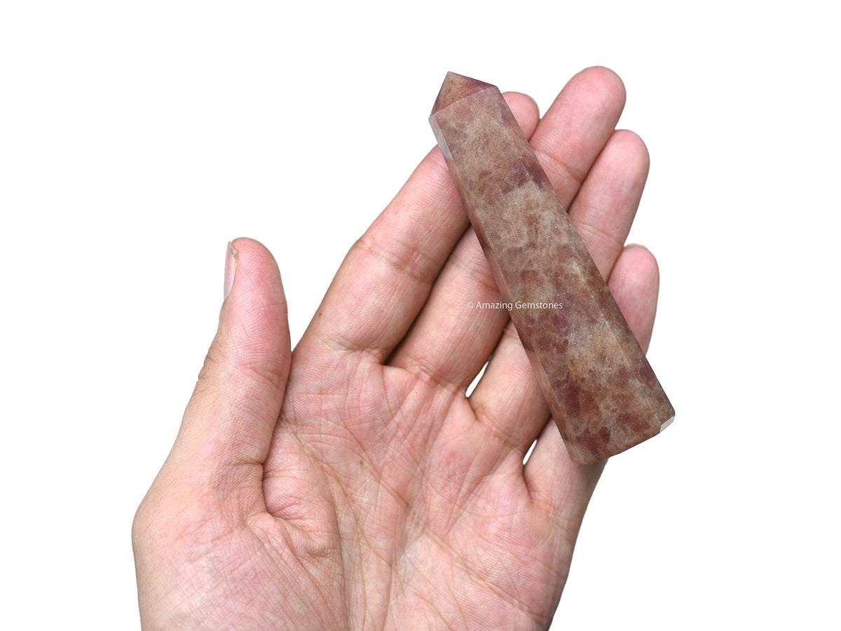 Amazing Gemstone Strawberry Quartz Crystal Towers - Natural Healing Crystal Point Obelisk for Reiki Healing and Crystal Grid (3" to 4" INCH)