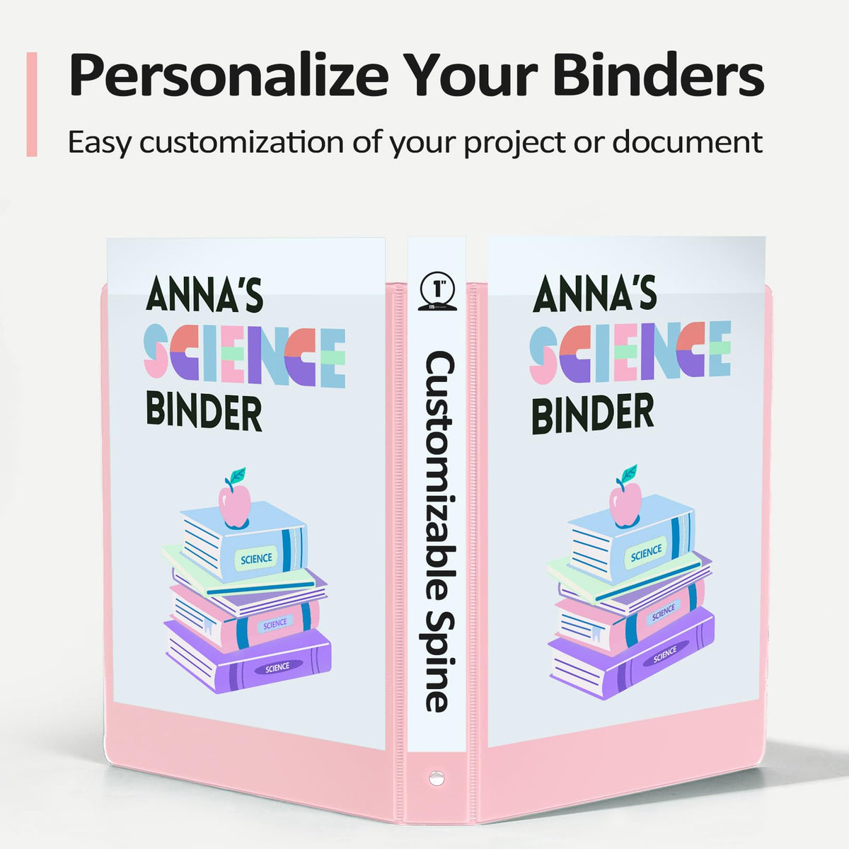 4 Pack Extra Durable 3 Ring Binders 2 Inch, Sooez 2” Three Ring Binder, Eco-Friendly & PVC Free, Customizable Clear View Cover for Letter Size 8.5 x 11 Paper, Pastels School Office Supplies for Girl