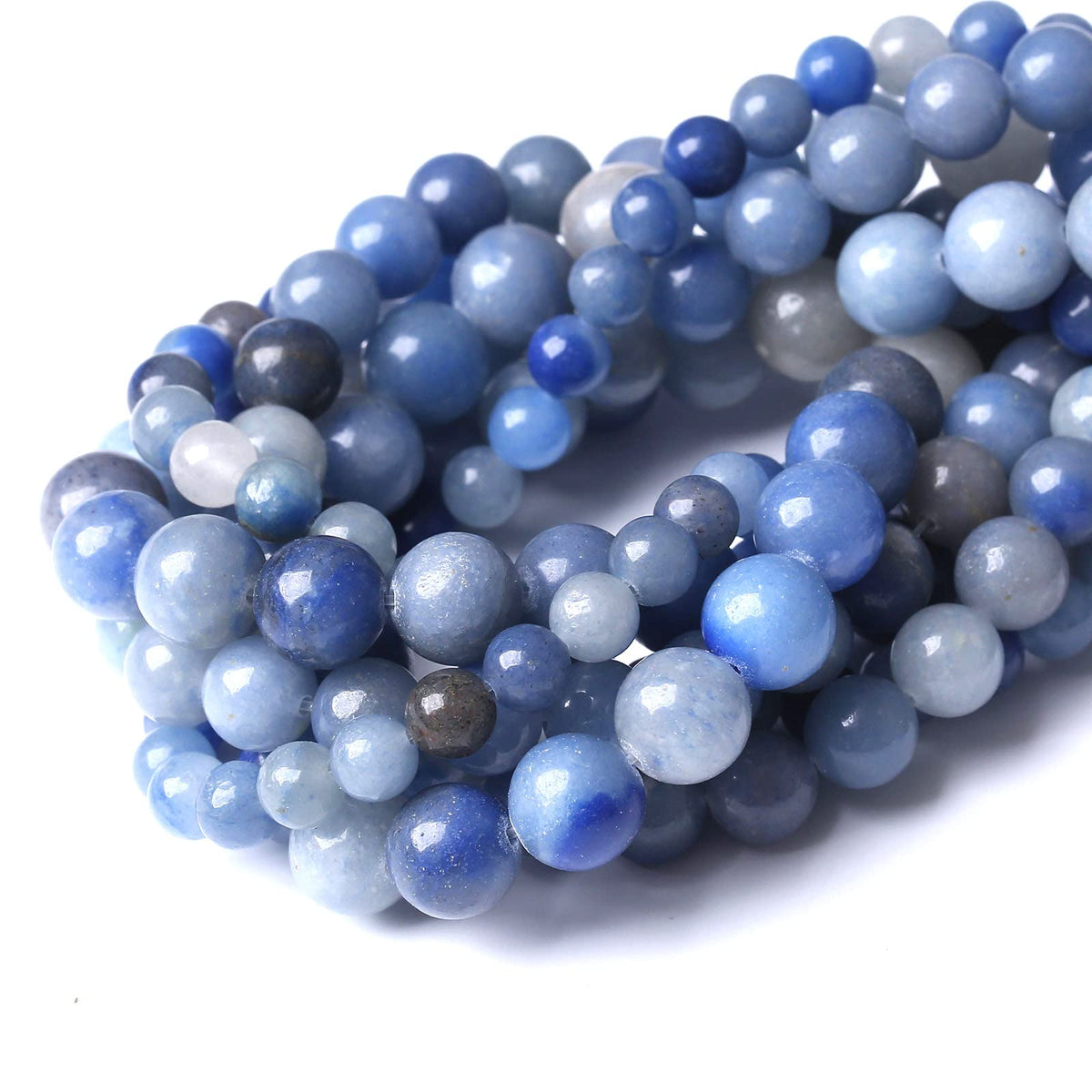 32PCS 12MM Natural Blue Aventurine Beads Round Loose Stone Beads for Jewelry Making DIY Energy Stone Healing Power Bracelet 15"