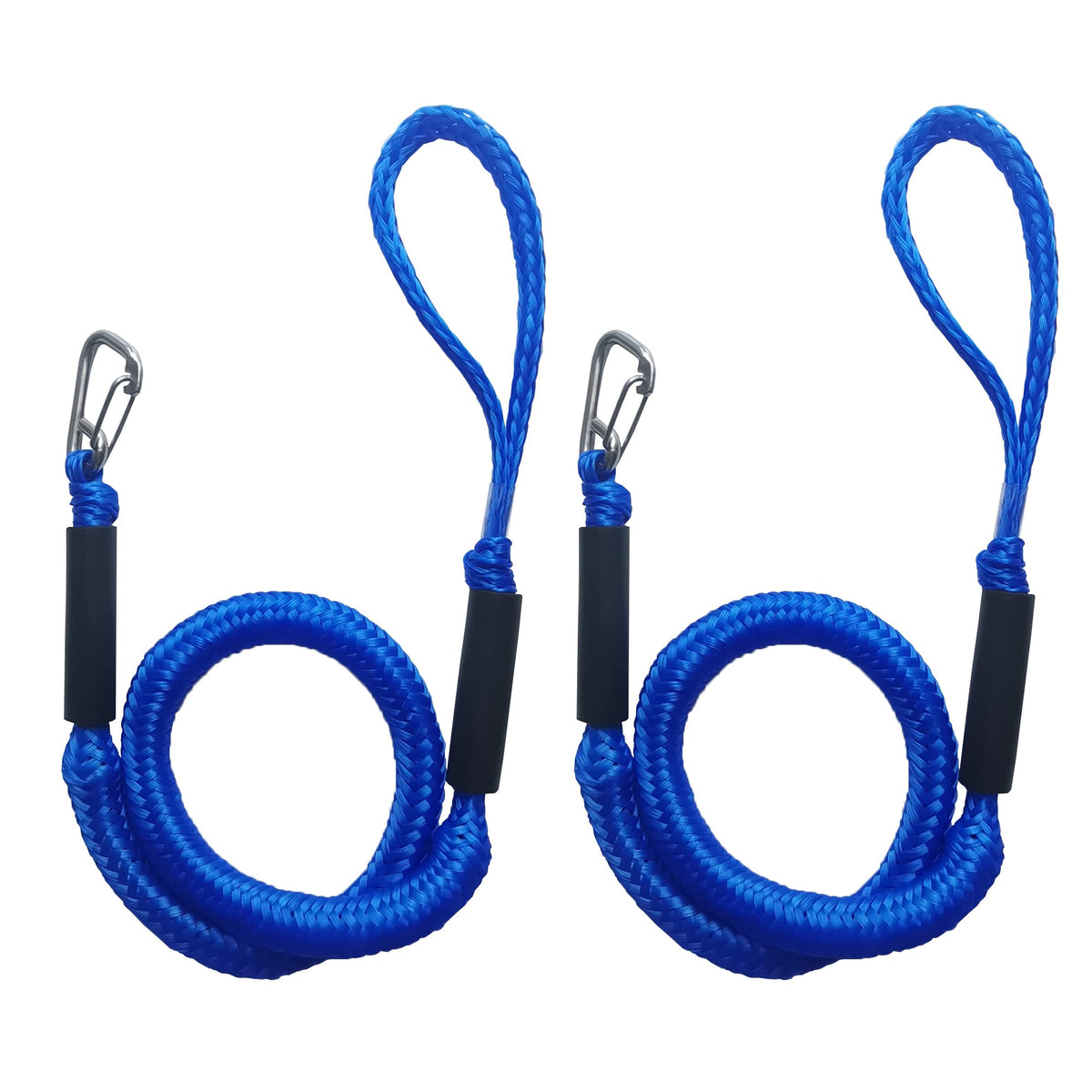 ZRSCHYG Bungee Dock Lines for Boats – Single Hook Heavy-Duty Elastic Anchor Rope – Secure Boat Dock Lines, Potoon Mooring & PWC Tie Downs (Blue, 4 FT)