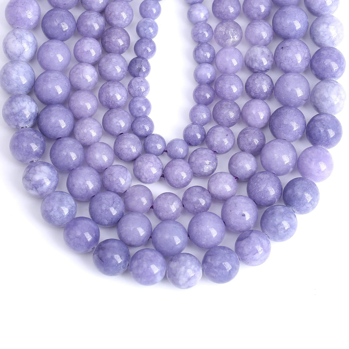 Lavender Purple Chalcedony Natural Stone Beads Gems Round Loose Beads Jewelry Making DIY Bracelet Necklace Accessory 1 Strand 32PCS 12MM 15"