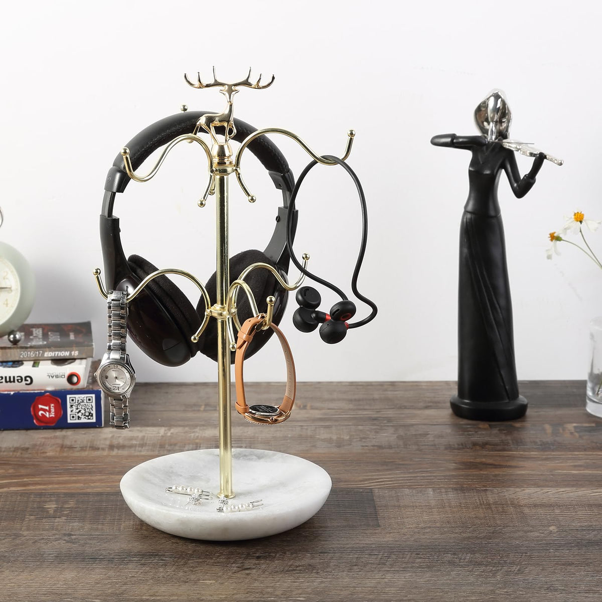 BCS Mug Holder with Marble Base - 6 Hooks Mug Rack Coffee Cup Storage Tree Jewelry Display Stand Holder for Countertop