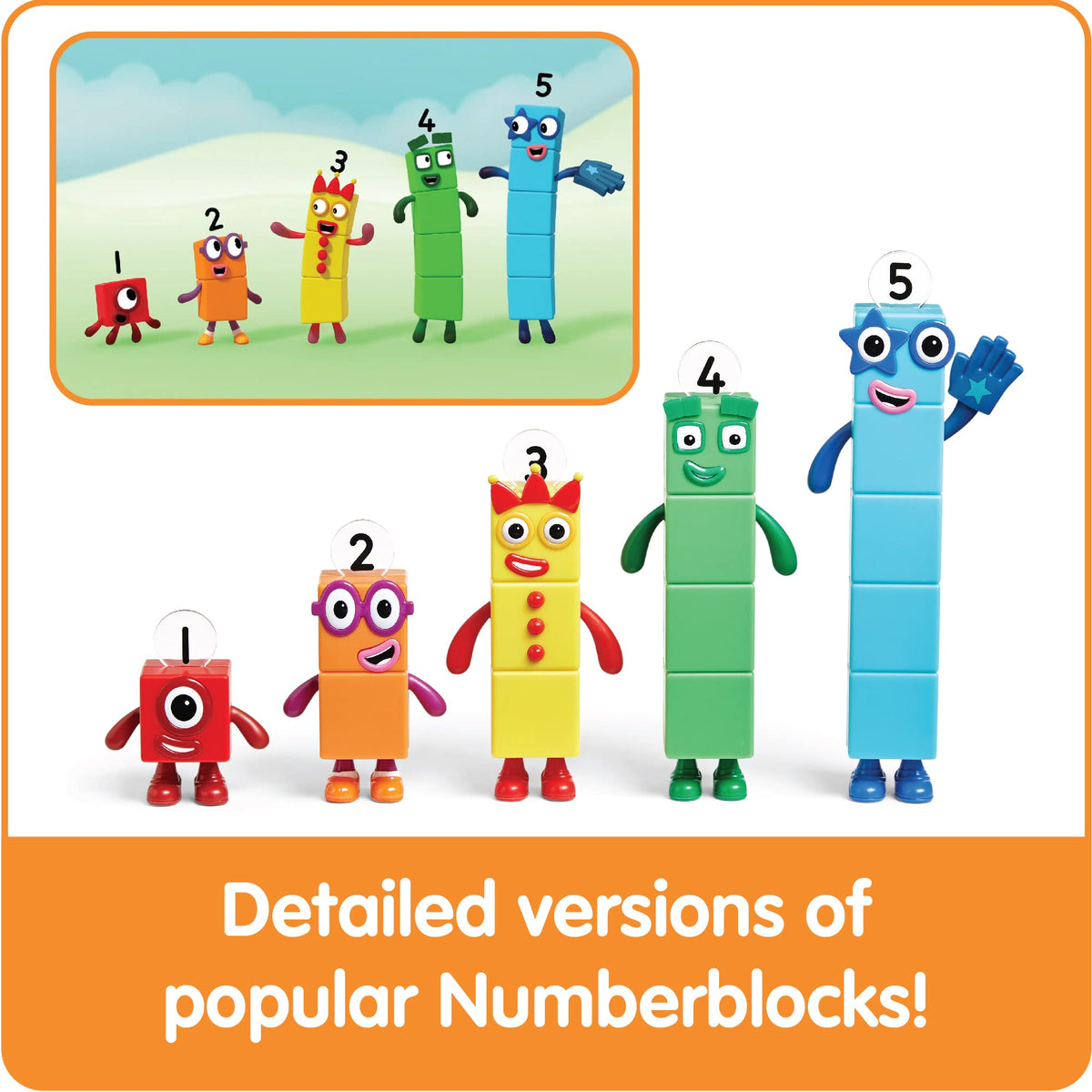 hand2mind Numberblocks Friends One to Five, Action Figure Set, Toy Figures & Playsets, Small Figurines for Kids, Counting Blocks, Numbers for Toddlers, Math Toys, Kids Birthday Gifts