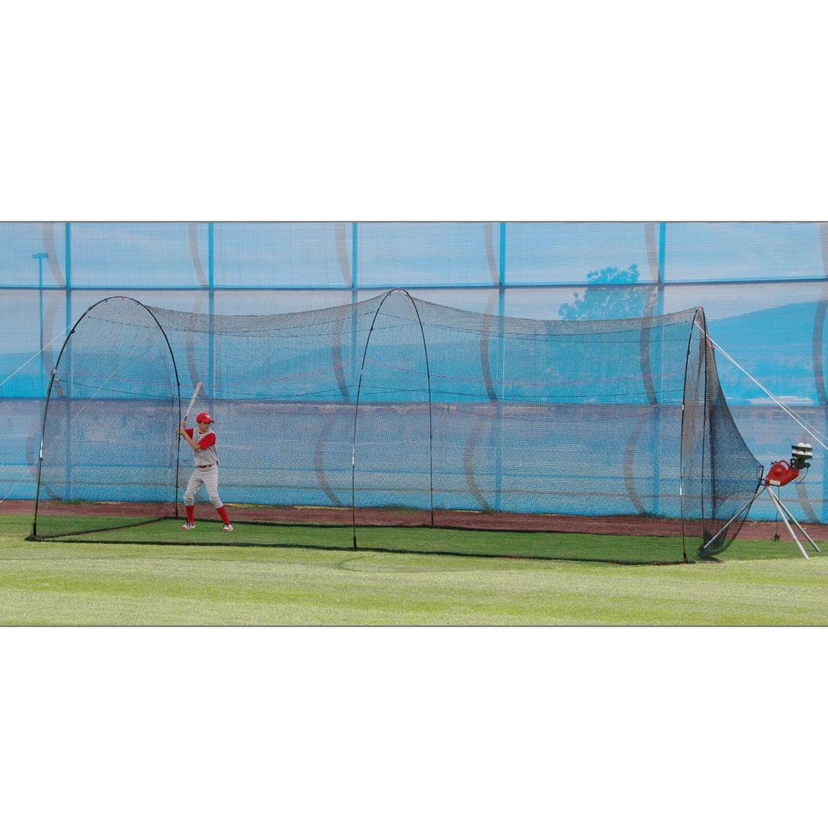 HEATER Sports PowerAlley Baseball & Softball Batting Cage Net & Frame - Heavy-Duty Net with Built-in Pitching Machine Harness for Safety (Machine Not Included) | Ideal for Batting Practice & Training