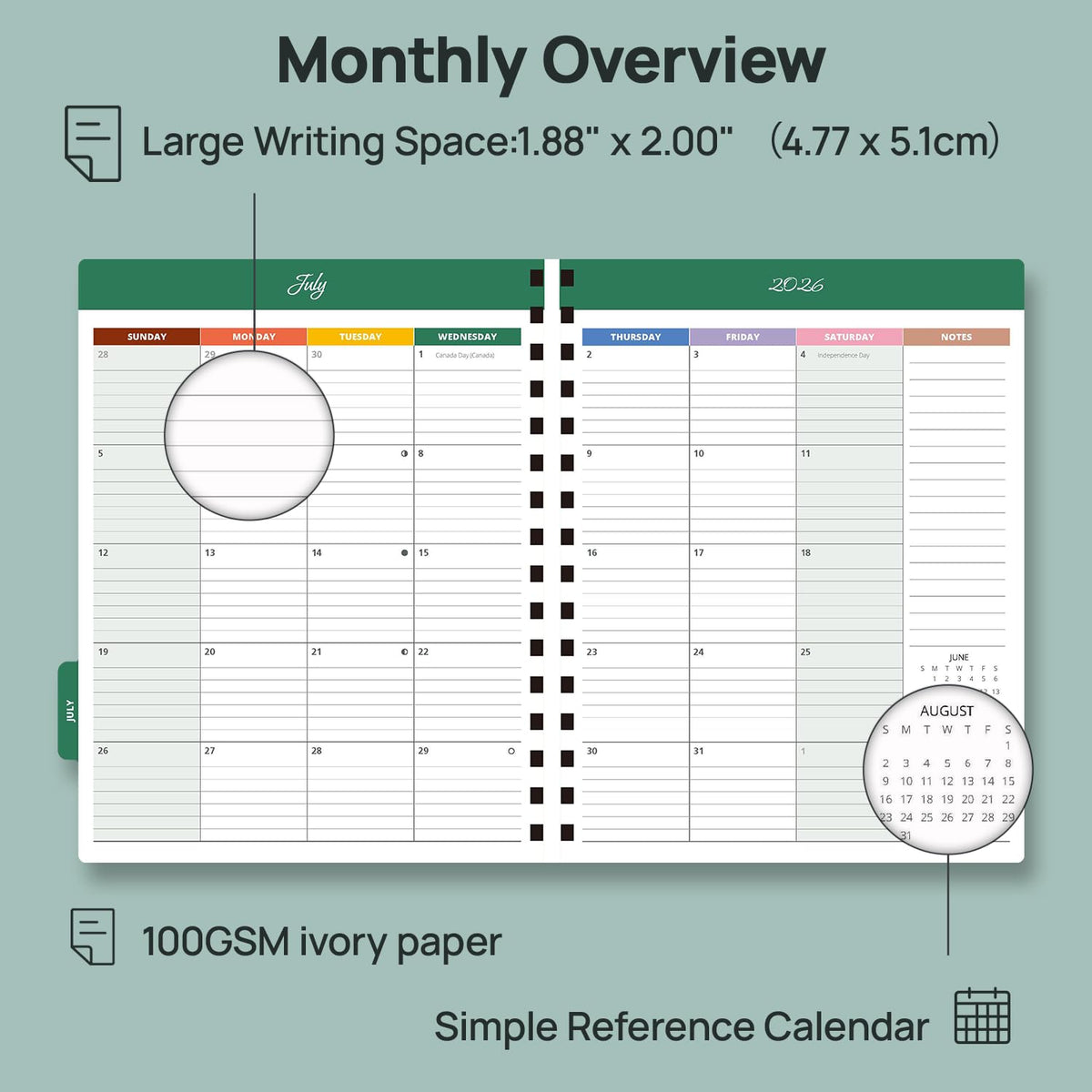 POPRUN Teacher Lesson Planner 2026-2027, Large Size 8.5"x 11", Weekly Academic Year Calendar, July 2026 - June 2027, Hardcover Classroom Agenda Calendar with Monthly Tabs, Pockets and Stickers - Night Sky Blue