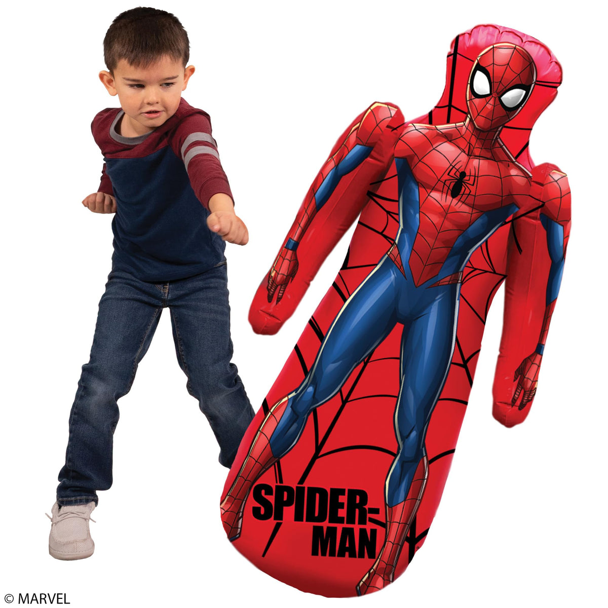 Marvel Spider-Man Shaped Bop Bag - Inflatable Punching Bag, Inflates to 42 Inches