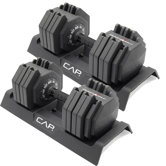 CAP Barbell 55 lb Pair of Adjustable Dumbbells with Full Rotation Black Handle
