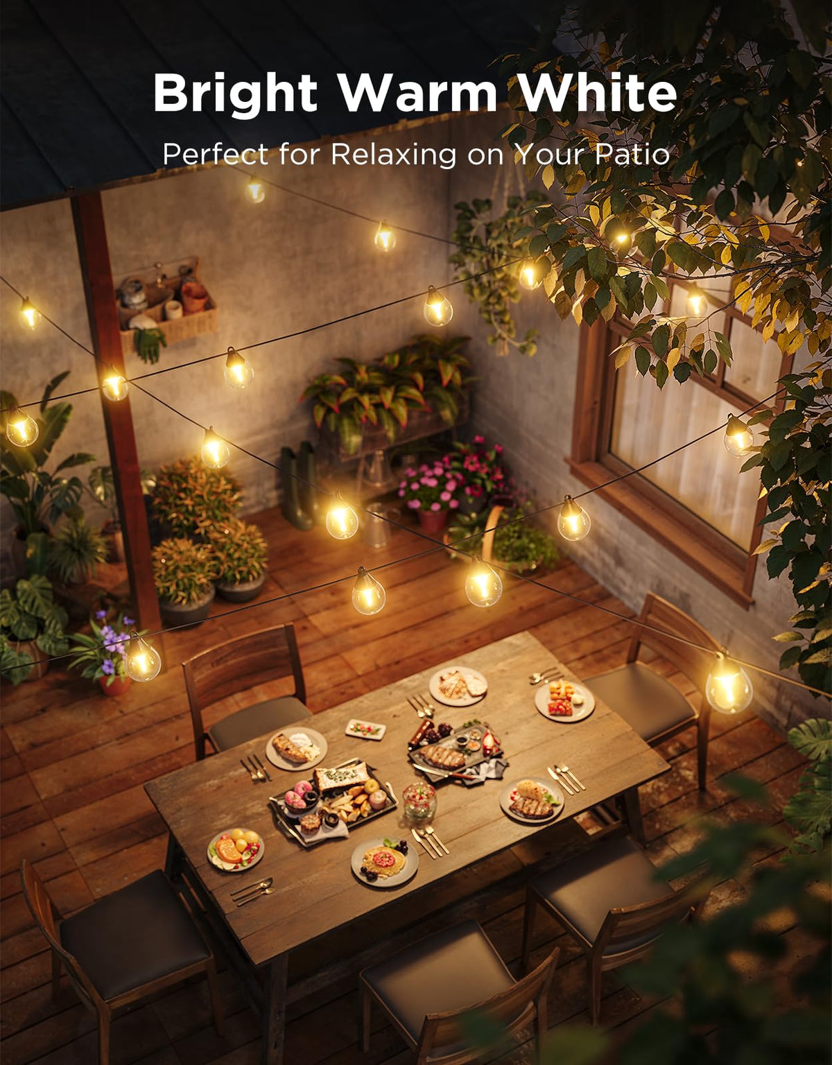Govee Clear Bulb Outdoor String Lights 144ft, RGBWIC Smart Outdoor Lights with 45 Dimmable LED Bulbs, 111 Scene Modes, IP67 Waterproof & Shatterproof, Works with Alexa, Google & Matter for Patio