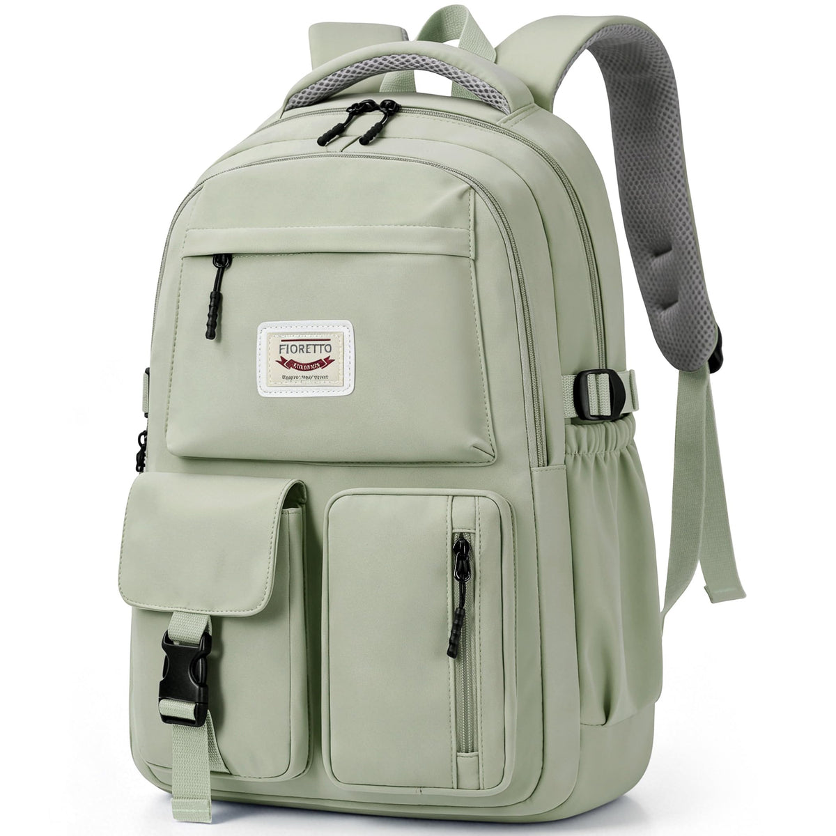 FIORETTO School Backpack for Teen Girls & Women with Compartment, Lightweight School Bag Bookbag with Multiple Pockets, Ideal for Middle High School, College, Travel, Green 25L