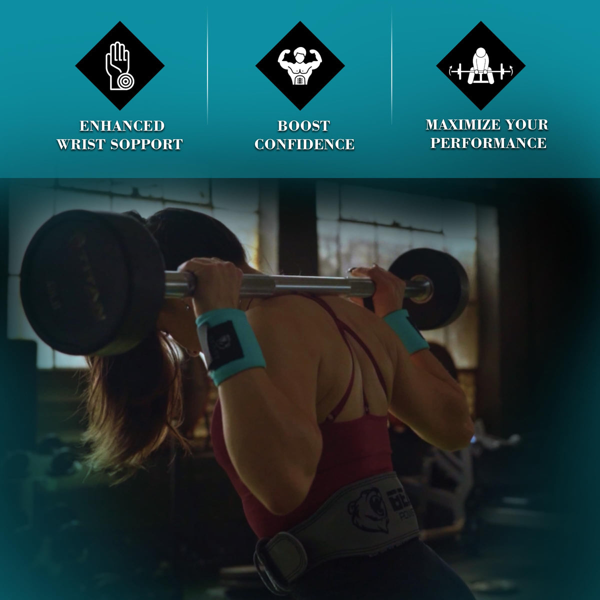 Improved Lifting Support & Stability - Gym Wrist Wraps for Weightlifting 14" Premium Quality Hand Wraps with Thumb Loop - Weight Lifting Wrist Wraps for Pain & Support