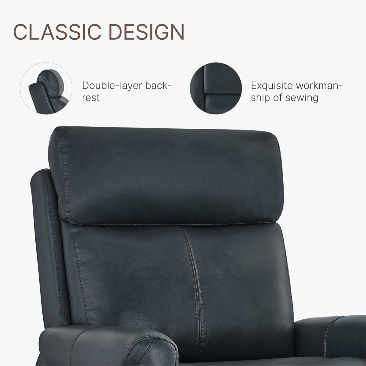 KISLOT Leather Recliner Chair for Adults Wall Hugger RV Recliner with USB Charging Ports Electric Power Reclining Sofa for Living Room Home Theater Seating Bedroom