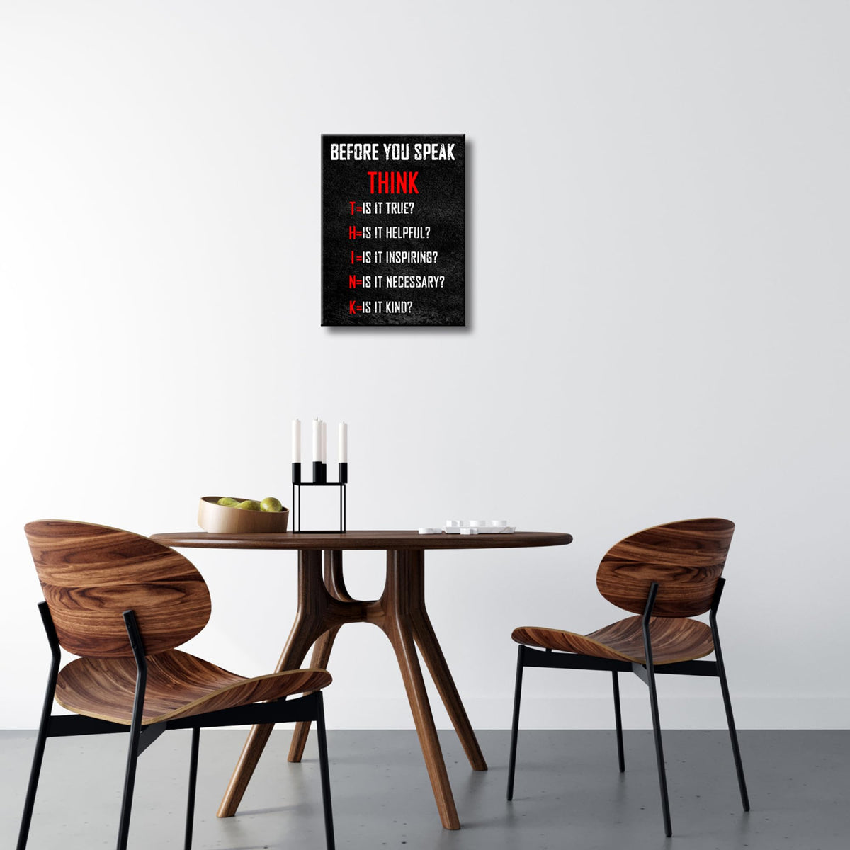 Pyradecor Motivational Think Before You Speak Classroom Positive Quotes Inspirational Poster Canvas Prints Wall Art for Office Living Room Home Decorations