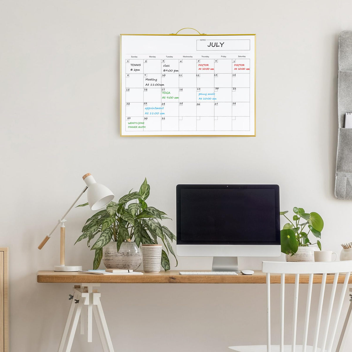 TSJ OFFICE White Board Calendar - 12 X 16 Inches Magnetic Dry Erase Board Monthly Calendar, Double Sided Whiteboard with a Handle, to Do List Notepad for Office, Home, School, Gold Aluminum Frame