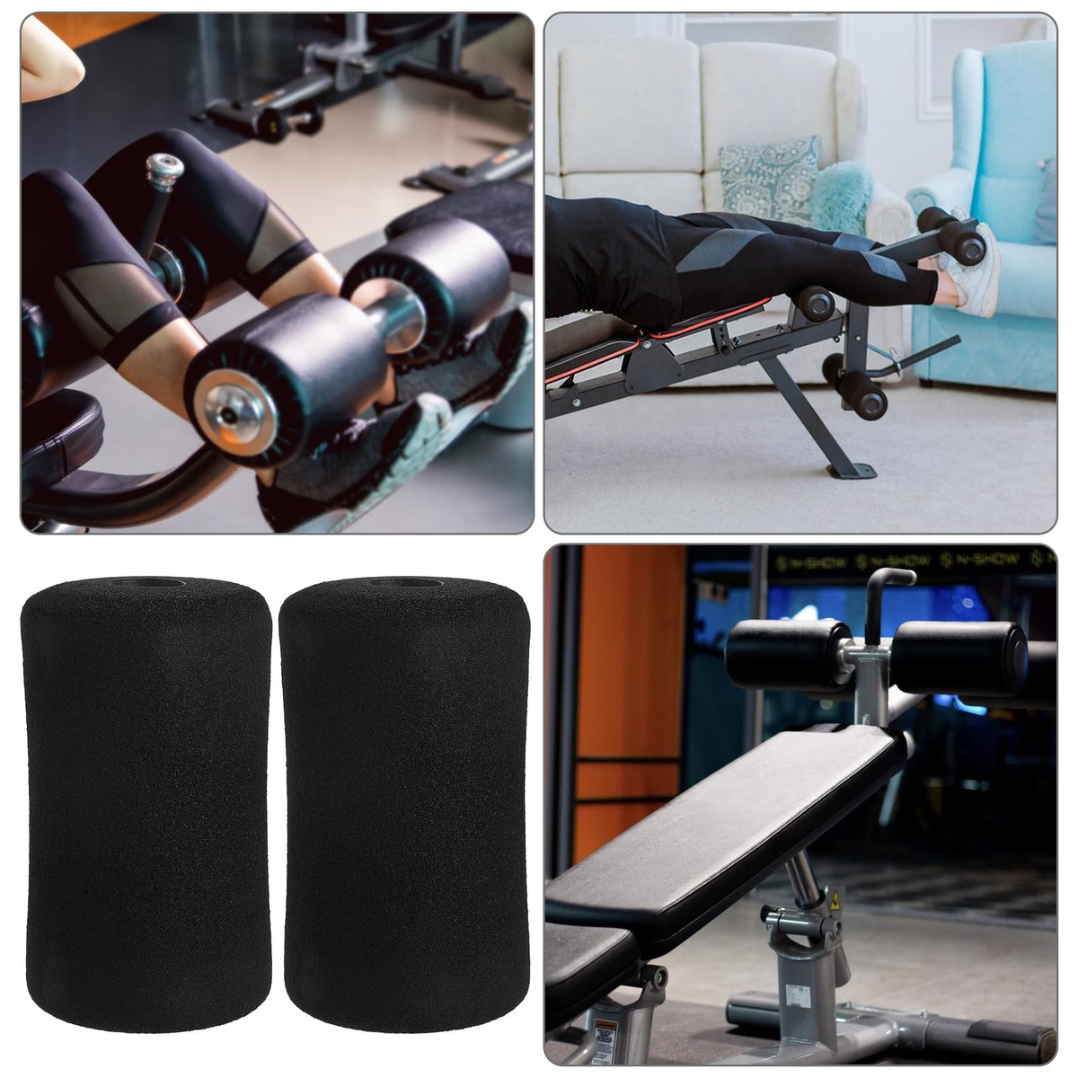 Mipcase 4Pcs Foam Roller Replacement Covers for Gym Exercise Equipment Pads Cushion Support Sleeves for Ab Training Leg Extension Home Workout