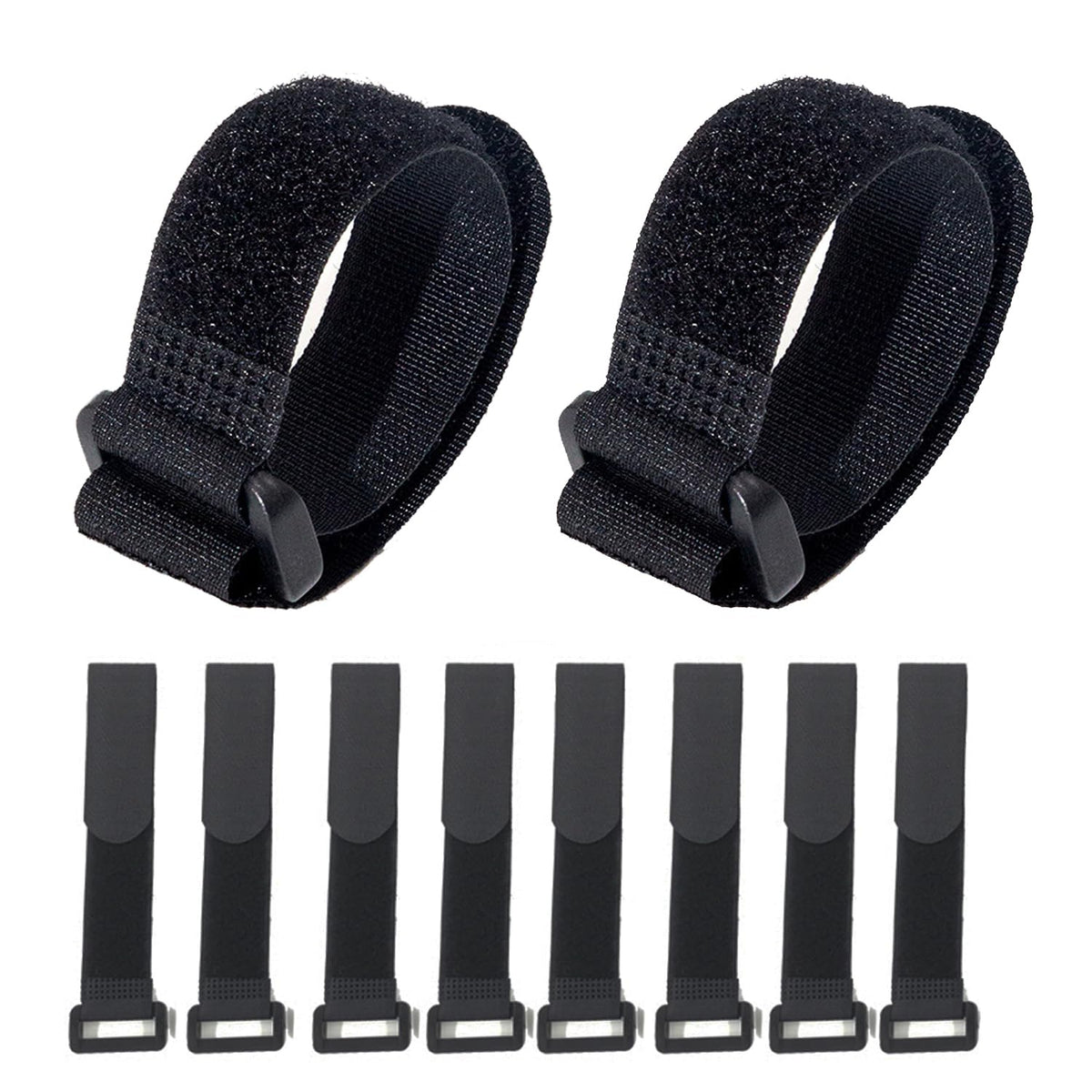 HUAPX Fastening Nylon Strap with Buckle,10Pack Reusable Self-Adhesive Hook and Loop Cable Securing Straps,Adjustable Cinch Straps for Cords Organized and Tidy(1" x 8")