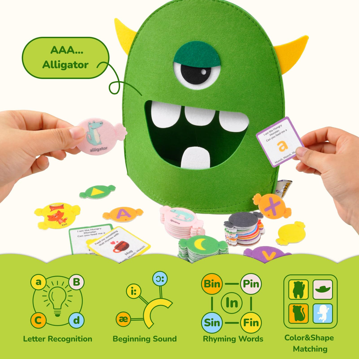 CHEFAN Alphabet Learning Toy,The Alphabet Monster,Letter Recognition Matching Game,Montessori Preschool Toys,ABC Learning Toys for Kids Ages 3, 4, 5, 6