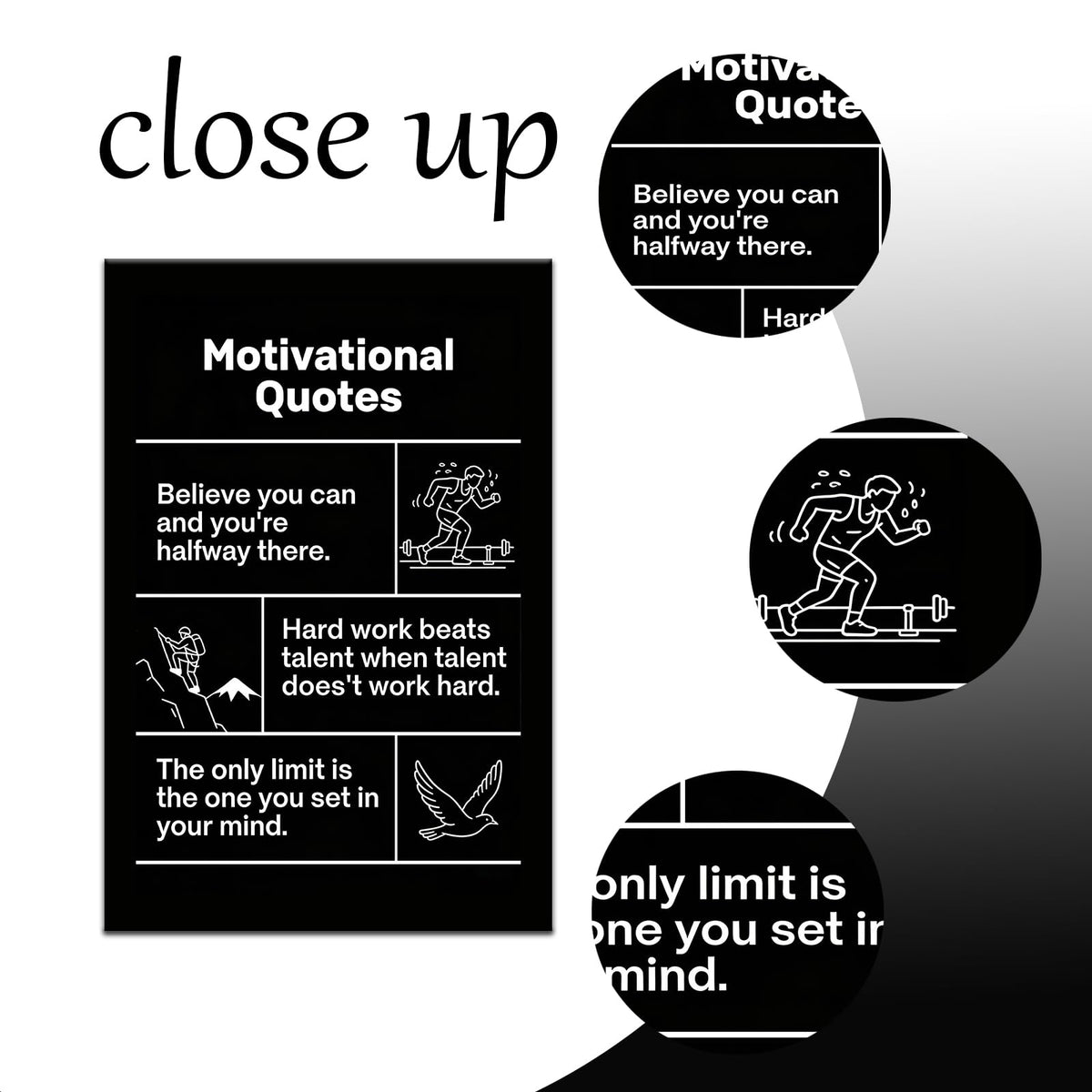 Motivational Wall Art Believe Hard Work Limit Entrepreneur Quotes Framed Canvas Small Inspirational Posters for Office Cubicle Decor Positive Affirmations Picture for Student Dorm 18x12 Inch