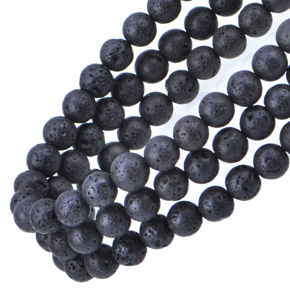 100Pcs Natural Crystal Beads Stone Gemstone Round Loose Energy Healing Beads with Free Crystal Stretch Cord for Jewelry Making (Black Lava, 8MM)
