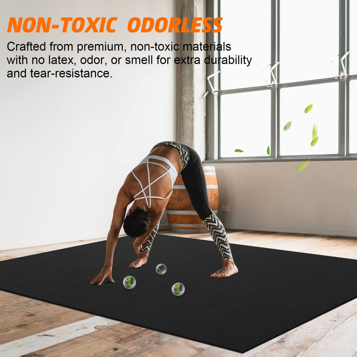 anngrowy Extre-Large Exercise Mat 8'x5'x7mm Gym Mat for Home Workout Equipment Flooring Mat Non-Slip Large Rubber Yoga Mat for Fitness, Weightlift, Cardio, Jump Rope, Plyo, MMA, Treadmill, Stretch