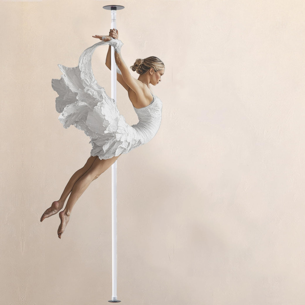 LUPIT POLE Classic G2 Quick Lock - Portable Dance Pole for Home - Spinning & Static Mode - Professional Pole Dancing Pole for Apartment, Club & More - Easy Installation - No Drilling (White, 45 mm)