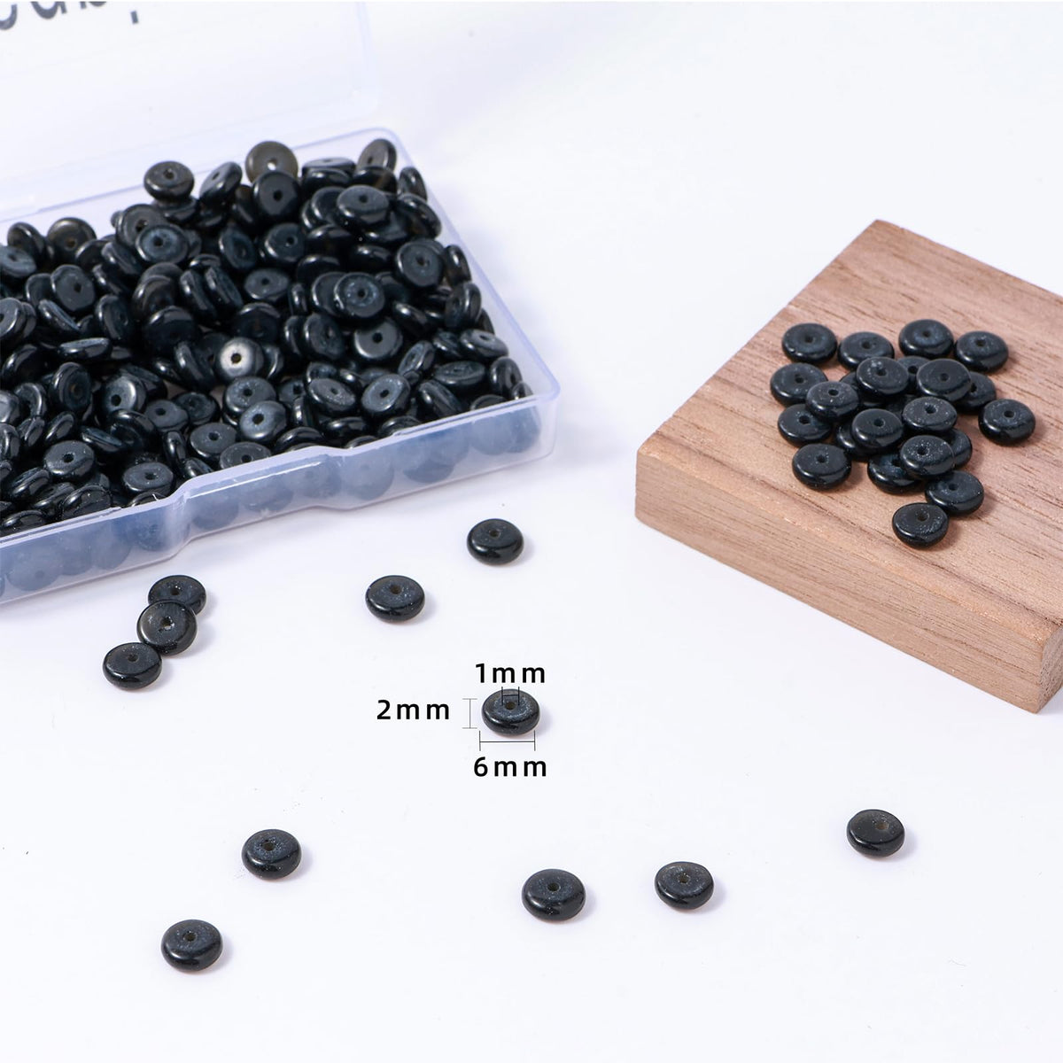 Natural Black Onyx Agate Disk Stone Spacer Beads 6x2mm 38cm/str Flat Rondelle Loose Semi Gemstone Caps for Making Bracelets Necklace