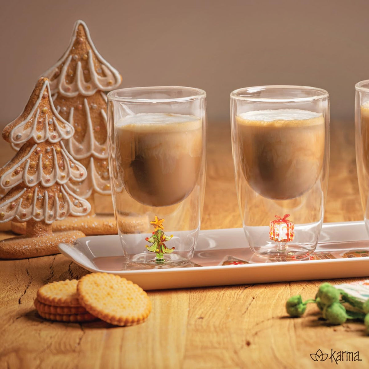 Karma, Melamine Holiday Trinket Tray, Narrow Christmas Jewelry Dish Tray for Rings Bracelets Necklace, Holiday Sweets