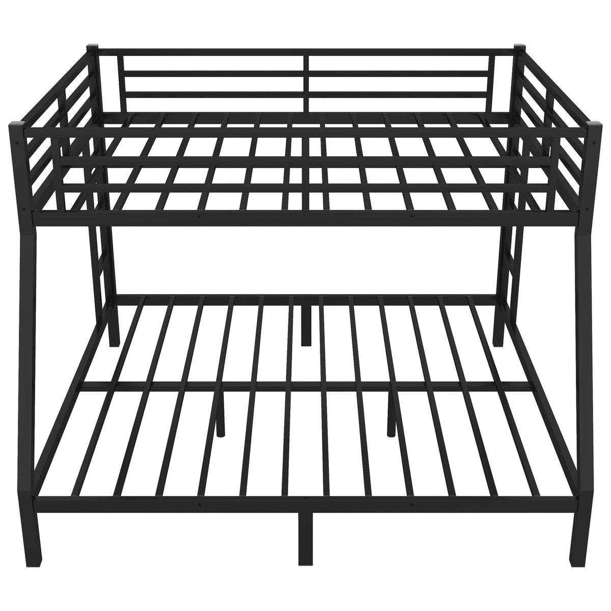 Bellemave Queen Over King Bunk Bed for Adults, Queen Over King Bunk Beds Frame with 2 Side Ladder and Full Length Guardrail, Easy Assemble Bunkbeds, Noise Reduced, Mattress Not Included, Black