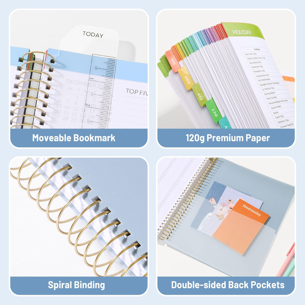 SUNEE Deluxe Teacher Planner 2026-2027, Lesson Planner Book with 7 Periods Jul 2026 - Jun 2027, 8.5" x 11" Daily Weekly and Monthly Organizers with Colorful Tabs, Planning Stickers,120gms Paper, Blue
