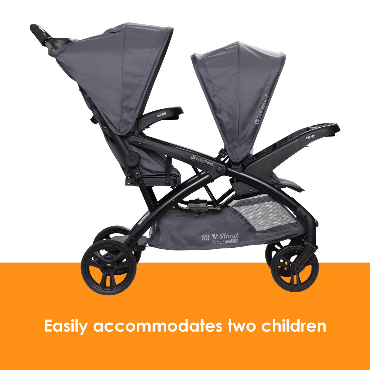 Baby Trend Sit N' Stand® Double 2.0 Stroller, Dash Grey