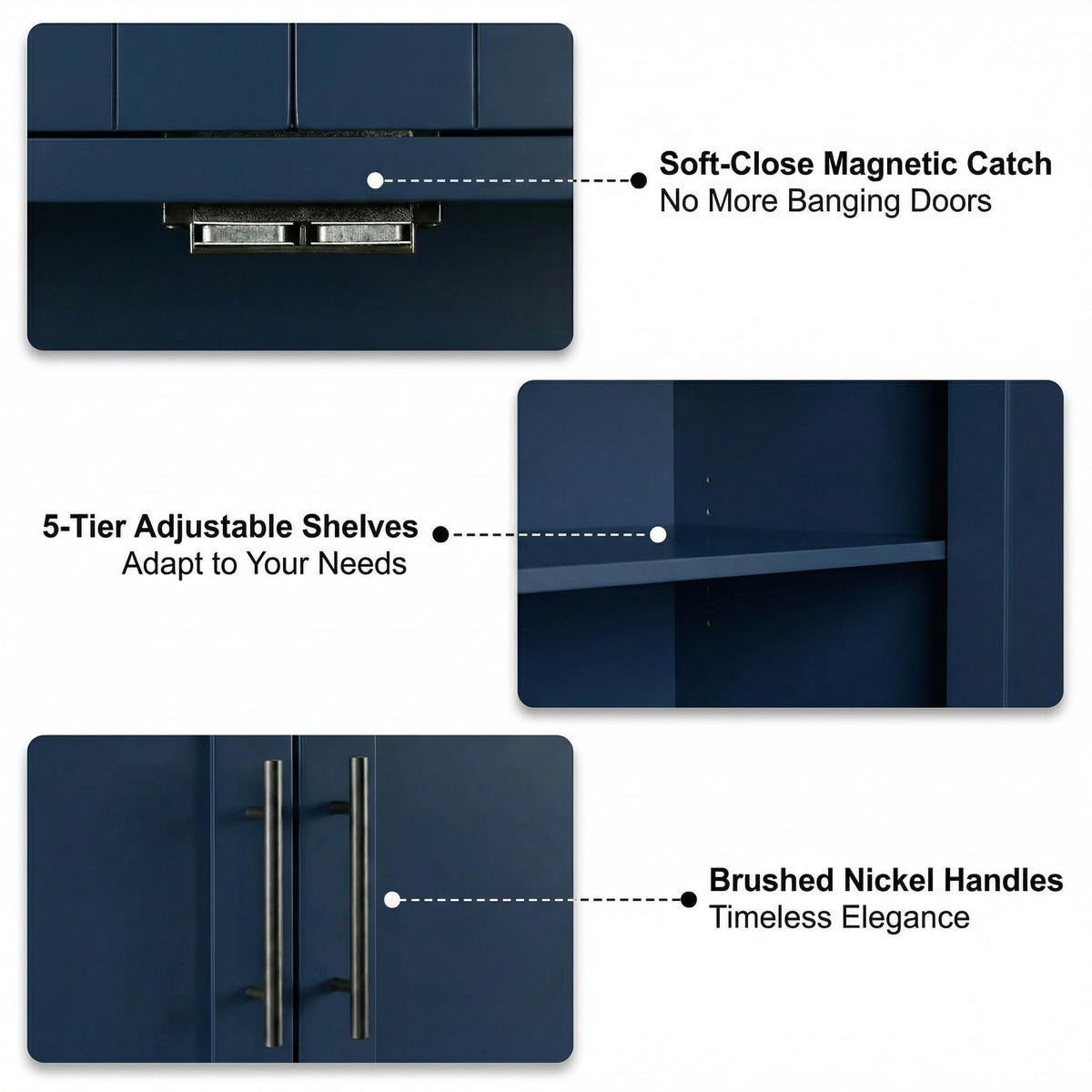 Casaphoria Kitchen Pantry Cabinet, 67" Tall Freestanding Kitchen Cabinet with 4 Adjustable Shelves, 28" W Storage Cabinet for Kitchen Pantry Organization (Navy Blue, Single)